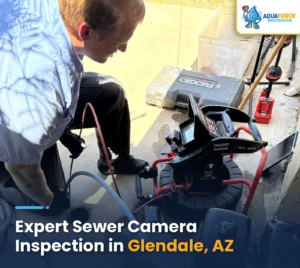 plumber inspecting a sewer with a camera